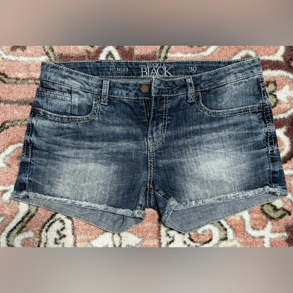 Buckle Black Jean Shorts